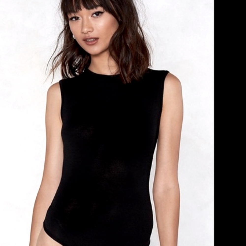 Forever 21 bodysuit - black short sleeve cotton stretch